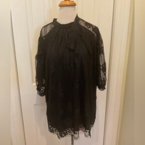 Shannon Ford Elegant Black Lace Women's Top Size 3X